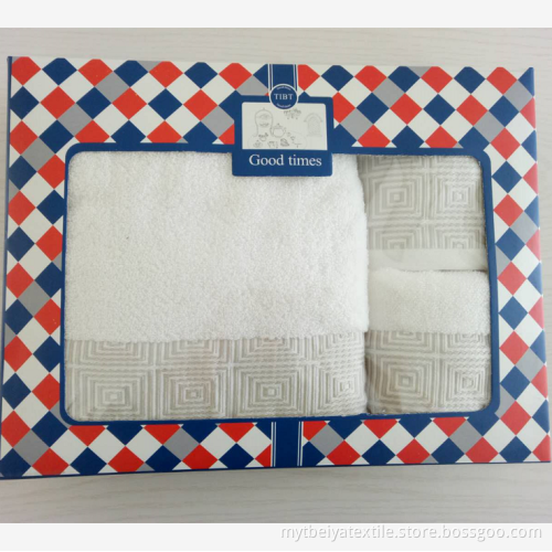 Hand Towel And Bath Towel 3pcs Of Cotton Towel Set In Gift Box Custom logo